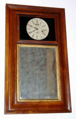 C.1850, George Hills, Plainville, Conn, Mirror Clock, unusual small size with original lever movement, marked Chauncey Jerome. — Antique Clocks Price Guide
