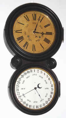 C.1886, E. Ingraham and Co., "IONIC CALENDAR", 8-day time and strike with B B Lewis perpetual calendar mechanism, rosewood case. — Antique Clocks Price Guide