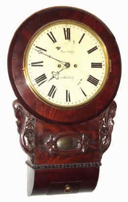 C.1880, English, Gadsby, Lincoln [on dial], 2-fusee, bell strike round drop regulator. — Antique Clocks Price Guide