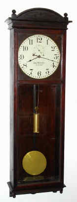 C.1900, Seth Thomas Clock Co., "Regulator No. 20", in original dark oak finish, and with original BALL WATCH CO dial, and variant movement. — Antique Clocks Price Guide