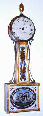C.1825, Sawin and Dyar, Boston, gold rope front presentation banjo clock, with naval tablet set. — Antique Clocks Price Guide
