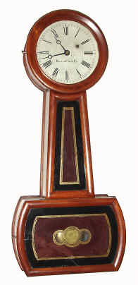 C.1895, Boston Clock Co., Boston, Banjo Timepiece, 1-wt, 8-day in a solid mahogany case, serial No. 344. — Antique Clocks Price Guide