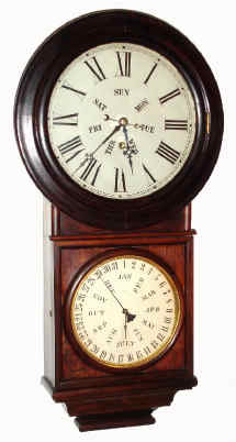 C.1878, Welch, Spring and Co., ROUND HEAD REGULATOR No. 4, double dial perpetual calendar, 8-day timepiece in a rosewood case. — Antique Clocks Price Guide