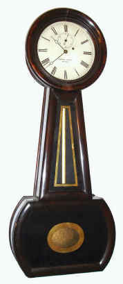 C.1842, Howard and Davis, Boston, No. 1 Banjo, a grained fruitwood case with meter pendulum and seconds bit, this model with external F/S adjust at top of case. — Antique Clocks Price Guide