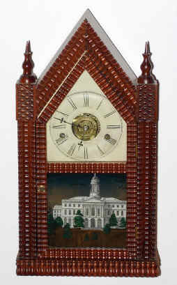 C.1848, J. C. Brown, Forestville Mfg, Bristol, Conn, miniature ripple steeple clock, its original movement signed J. C. Brown, 1-day, T/S/Alarm. — Antique Clocks Price Guide