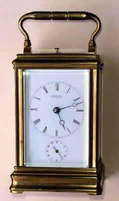 C.1900, Brass Cased Carriage Clock, Drocourt, for Vqr. Fleury, 23 Rue de la Paix, Paris, time, bell strike, repeat and alarm, in a Cannelee case. — Antique Clocks Price Guide
