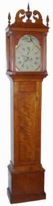 C.1805, Connecticut [probably Windham, CT], cherry cased tall clock, 8-day, 2-wt, painted arched dial, with chestnut backboard. — Antique Clocks Price Guide