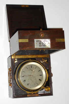 C.1880, Wm. Bond and Son, Boston, 56 hour marine chronometer No. 616, in its original rosewood/brass cornered box, with engraved MOP plaque w/ matching serial number. — Antique Clocks Price Guide