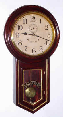 C.1880, Waterbury Clock Co., GENERAL, round drop school clock, 30-day double spring time. — Antique Clocks Price Guide