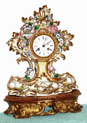 C.1810, French, Henry Marc, Paris, porcelain mantel clock on original gilt base. — Antique Clocks Price Guide
