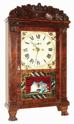 C.1834, S. Clark for Hill, Wells and Co., Straitsville, Conn., 8-day time/strike Salem Bridge movement shelf clock. — Antique Clocks Price Guide