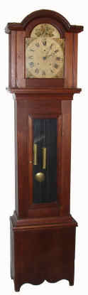 C.1825, Unsigned, Connecticut 30 Hour Wooden Works tall case clock, in a country pine case, now with a glazed door. — Antique Clocks Price Guide