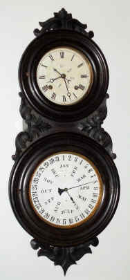 C.1870, L. F. and W. W. CARTER, Bristol, in conjunction with E. Burwell, Lewis Calendar No. 6, with uncommon spring version of the movement used in both the Lewis calendar No. 8 and the Welch No. 2 Regulator (see Welch book, page 72). — Antique Clocks Price Guide