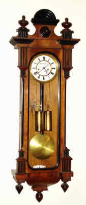 C.1870, Austrian, Schonberger in Wien, mini 2-weight Vienna Regulator, in a transitional style case. — Antique Clocks Price Guide