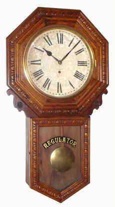 C.1911, New Haven Clock Co., "Bank" 8-day long drop regulator timepiece, in a deeply pressed oak case. — Antique Clocks Price Guide