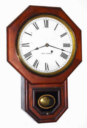 C.1890, Seth Thomas, Drop Octagon, 12 Inch, in oak, 8-day time only, spring driven. — Antique Clocks Price Guide