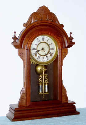 C.1875, H. J. Davies, New York, MORNING STAR, walnut cased parlor clock, with both rear labels intact and signed pendulum. — Antique Clocks Price Guide