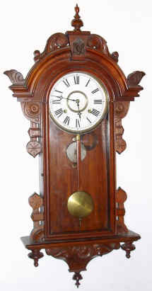 C.1901, William L. Gilbert Clock Co., "Columbia", 8-day time/strike wall clock. — Antique Clocks Price Guide