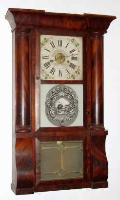 C.1850, Forestville Mfg. Co., (J. C. Brown), 8-day time and gong strike column and cornice shelf clock, 2-wt — Antique Clocks Price Guide