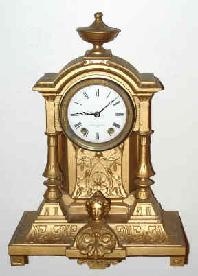 C.1872, Seth Thomas Sons and Co., NY, pattern "8047", cast metal mantel clock, with signed 15 Day mov't. — Antique Clocks Price Guide