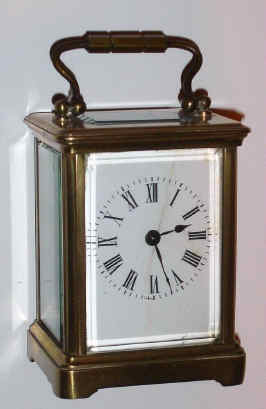C.1900, French, Brass Cased Carriage timepiece, in a very small case with cylinder platform. — Antique Clocks Price Guide