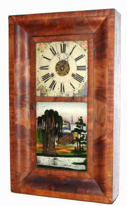 C.1843, Chauncey Jerome, Bristol, Conn, brass works, 2-wt OG, with outboard spring alarm. — Antique Clocks Price Guide