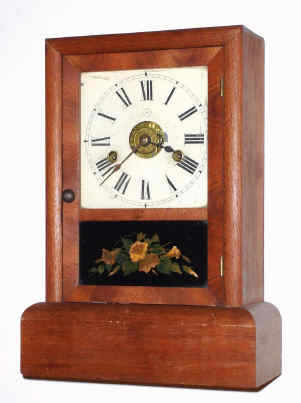 C.1875, Seth Thomas, COTTAGE, model, time, strike and alarm, with floral tablet, 1-day. — Antique Clocks Price Guide