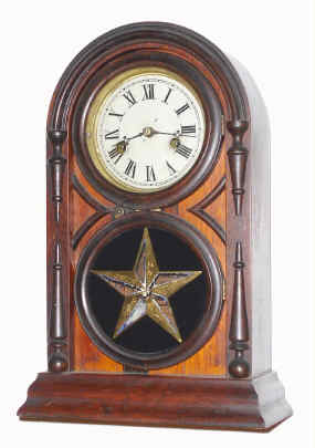 C.1873, Atkins Clock Co., Bristol, Conn, 30 hour time and strike, "Victor Round Top No. 3", with star tablet. — Antique Clocks Price Guide