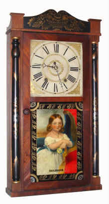 C.1840, Williams, Orton, Preston's, Farmington, Conn, Stenciled Column and Splat, 30 hour, wooden works, time and gong strike, restored. — Antique Clocks Price Guide