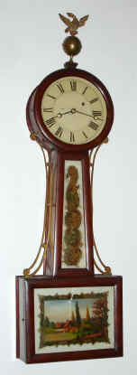 C.1860, Banjo timepiece, 8-day with heavy restorations. — Antique Clocks Price Guide