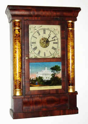 C.1850, Chauncey Jerome, New Haven, 8-day time and strike column and cornice mantel clock, miniature. — Antique Clocks Price Guide