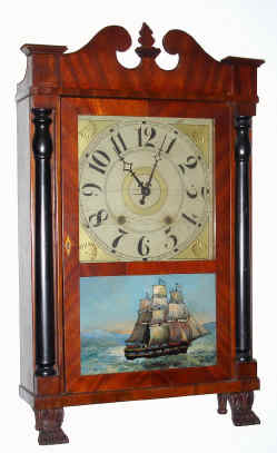 C.1835, Barnes, Bartholomew and Co., Bristol, "Column and Scroll", 30 hour wooden works, short transitional. — Antique Clocks Price Guide