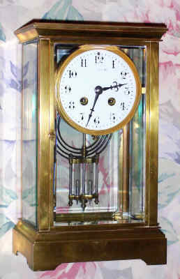 C.1900, French, 8-day time/strike crystal regulator clock, in a rectangular case with square corners. — Antique Clocks Price Guide