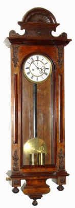 C.1875, German, Gustav Becker, 2-weight, VIENNA REGULATOR, in a walnut veneer case, 8-day time and gong strike. — Antique Clocks Price Guide