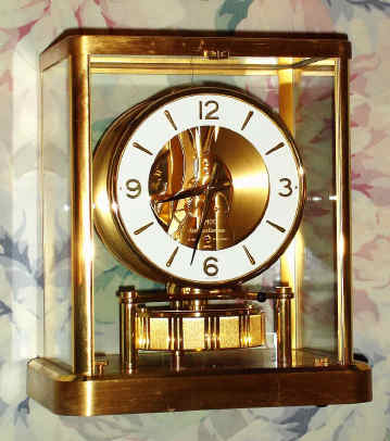 C.1990, Swiss, LeCoultre, ATMOS, or self winding, perpetual running clock, wound by changes in temperature and pressure, serial 638154. — Antique Clocks Price Guide