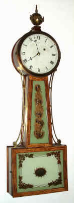 C.1910, Banjo clock, 8-day, using curly maple for the case components, home-made. — Antique Clocks Price Guide