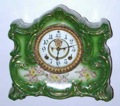 C.1870, Ansonia Clock Co., "Ossipee", 8-day time/strike porcelain mantel clock. — Antique Clocks Price Guide