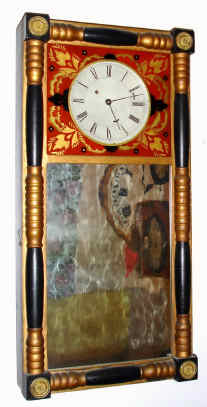 C.1975, New Hampshire Mirror Repro, 8-day weight wall timepiece. — Antique Clocks Price Guide
