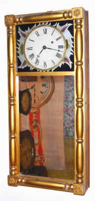 C.1895-?, New Hampshire mirror clock. 8-day weight movement, old movement recent case parts. — Antique Clocks Price Guide