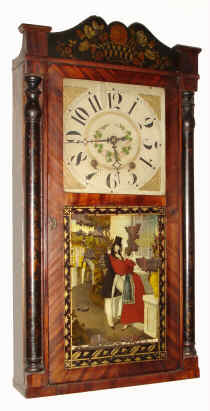 C.1837, Mathewson and Harris, New Hartford Centre, Conn., 30-hour time/strike wood movement half column and splat shelf clock. — Antique Clocks Price Guide