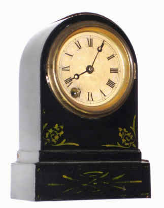 C.1875, Terry Clock Co., Waterbury Conn., 8-day small iron case timepiece. — Antique Clocks Price Guide