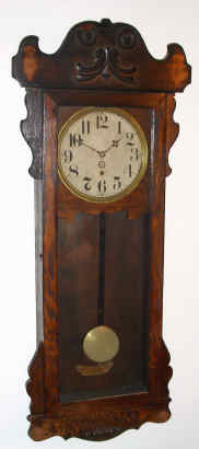 C.1914, New Haven Clock Co., 8-day wall timepiece. This is the case that was used in the double dial version called the Rutland. — Antique Clocks Price Guide