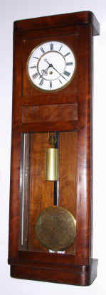 C.1910, German, 8-day 1-wt timepiece in refinished walnut veneered box style case with porcelain dial. — Antique Clocks Price Guide
