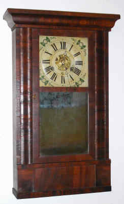 C.1845, Jonathan Frost, Reading, Mass, OG side with cornice, 30-hour brass works with alarm between the plates. — Antique Clocks Price Guide