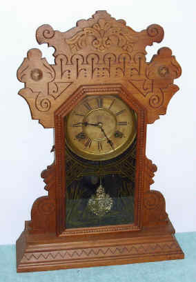 C. 1885 Waterbury Clock Co., "Jarvis", 8-day time/strike walnut mantel clock. — Antique Clocks Price Guide