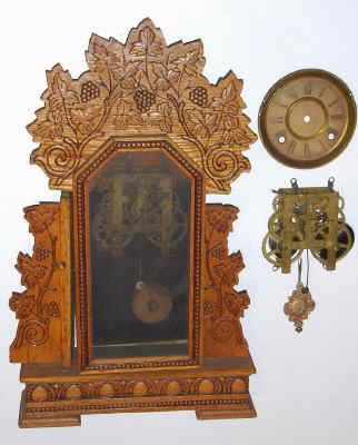 Mixed Kit of William L. Gilbert Clock Co. "Concord" model 8-day clock case that is complete with a backboard, — Antique Clocks Price Guide