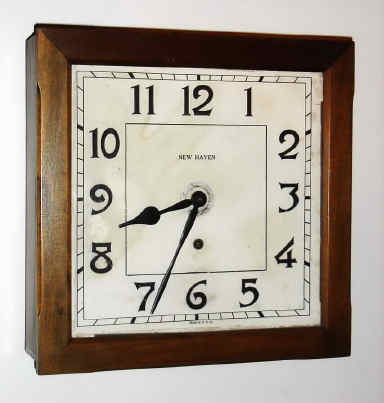C.1929, New Haven Clock Co., BALCONY, 12" model wall clock, in a stained poplar case, 8-day time only. — Antique Clocks Price Guide