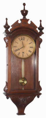 Mixed lot, C.1875. Ansonia Brass and Copper Co, case titled "ANSONIA", now with a Welch short drop school movement, and some broom handle dowels set in place to hole the dial. — Antique Clocks Price Guide