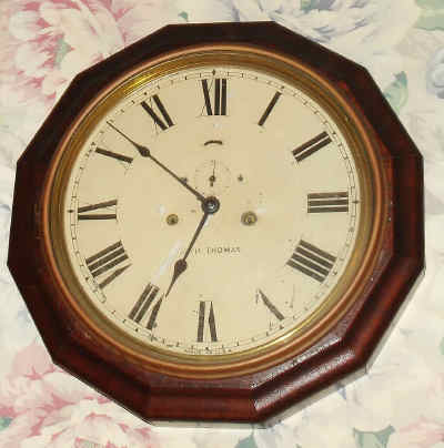 C.1890, Seth Thomas, EIGHT DAY LEVER, timepiece, in a dodecagon walnut veneered case, using robust double spring time only movement with seconds hand. — Antique Clocks Price Guide