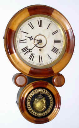 C.1901, William L. Gilbert Clock Co., Winsted, Conn, "Janeiro - Mosaic", 8-day wall timepiece, alternating ash and walnut. — Antique Clocks Price Guide
